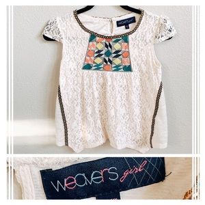 WEAVERS GIRL lace graphic top